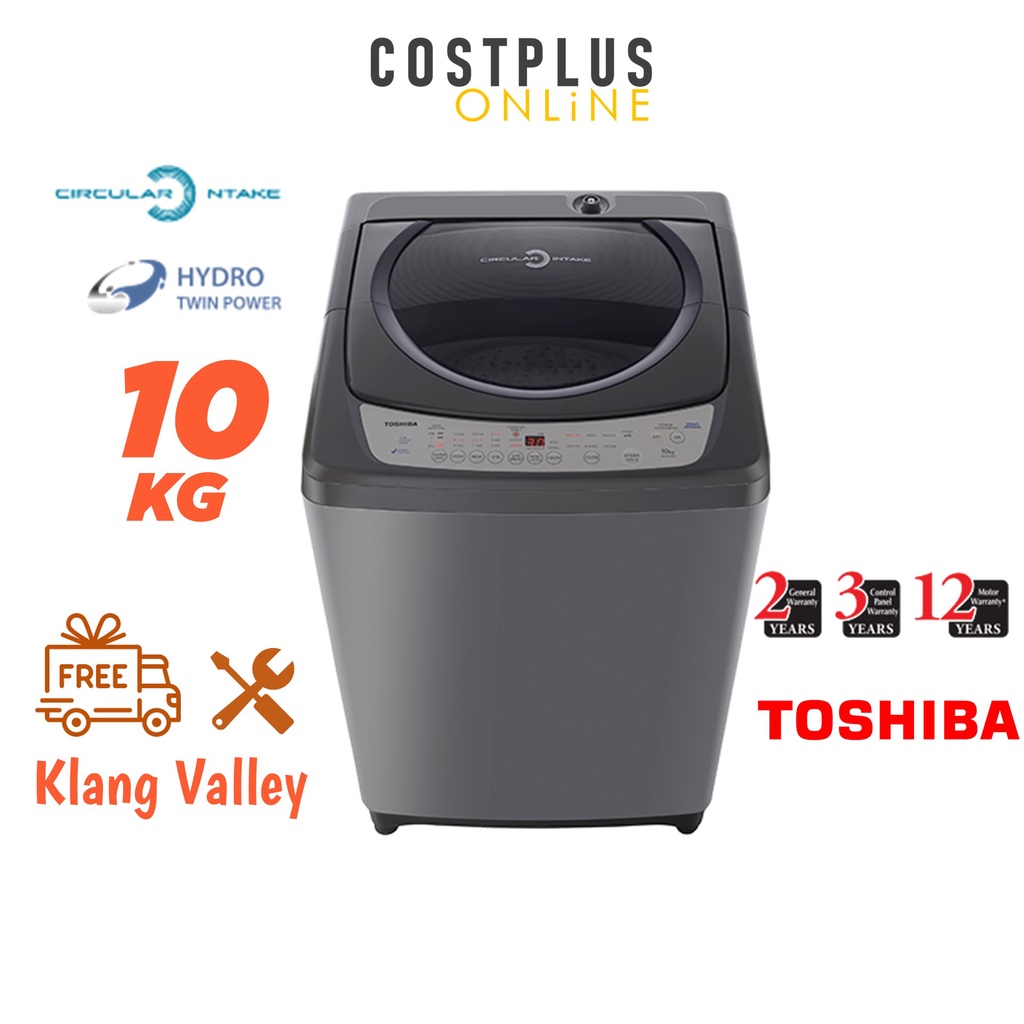 [FREE SHIPPING KLANG VALLEY] Toshiba Washing Machine 10KG Full Auto Top