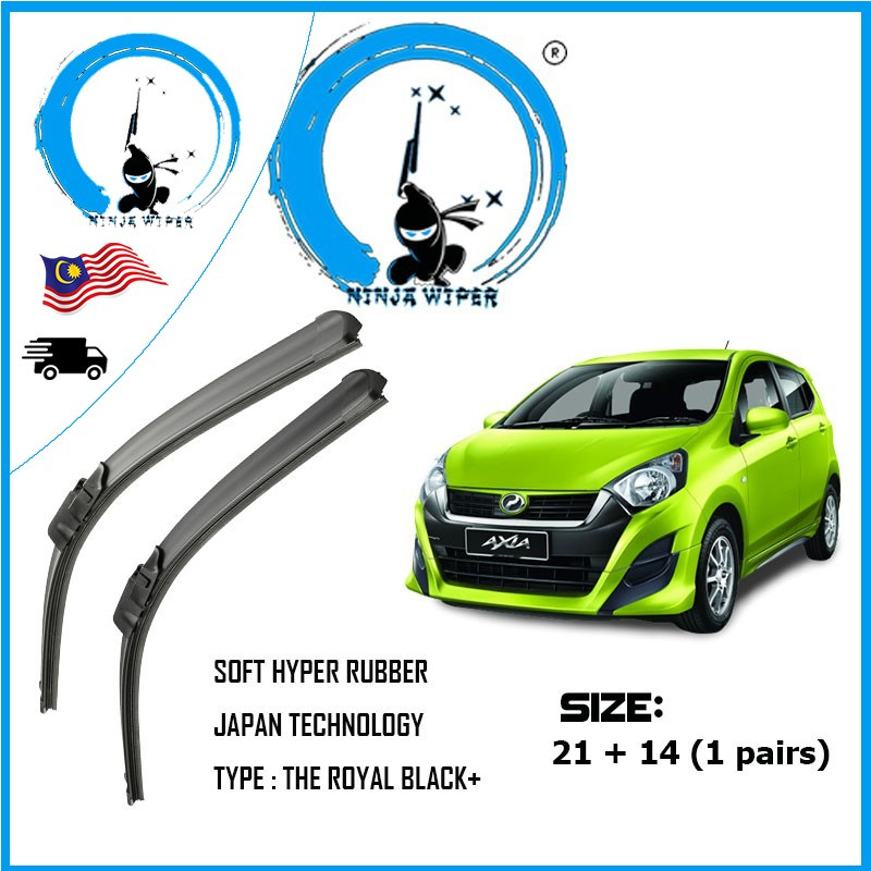 🇯🇵 Ninja Wiper 🇯🇵The Royal black+🇯🇵 AXIA (21"+14" 1PAIR) Car Wiper Soft