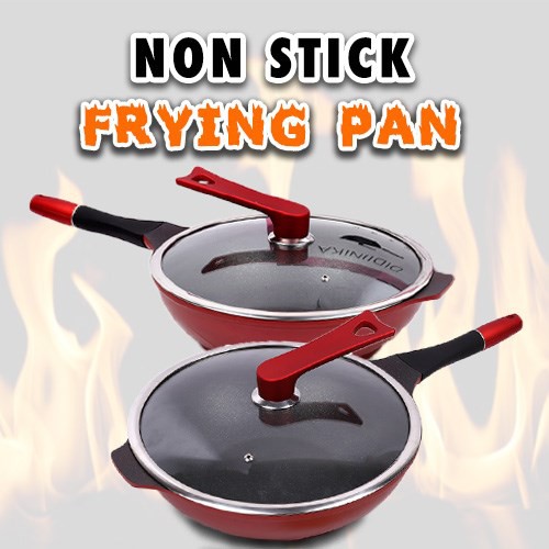 MALAYSIA 34 CM KUALI TAHAN KARAT ADA PENUTUP TAHAN LEKAT / NON STICK