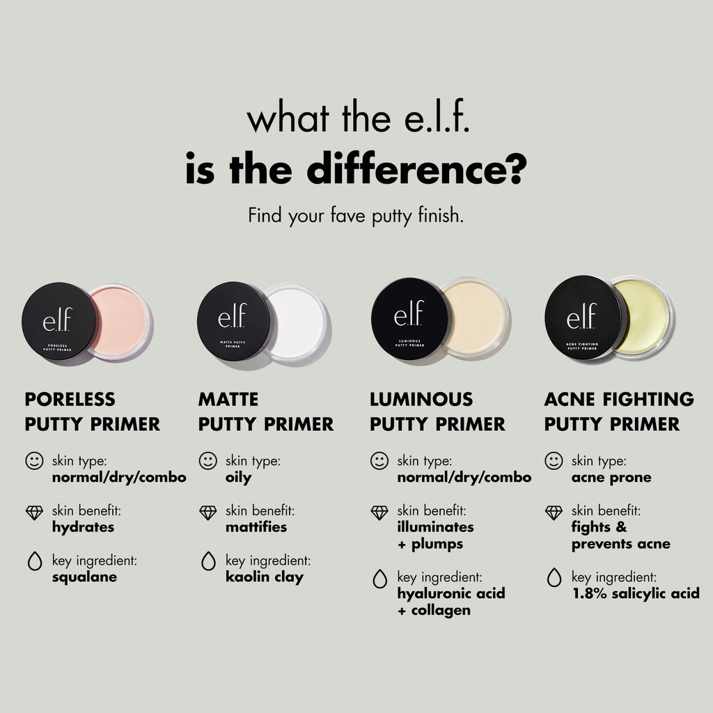[COTD] ELF Poreless Putty Primer Luminous Putty Primer Matte Putty Primer Acne Fighting Putty