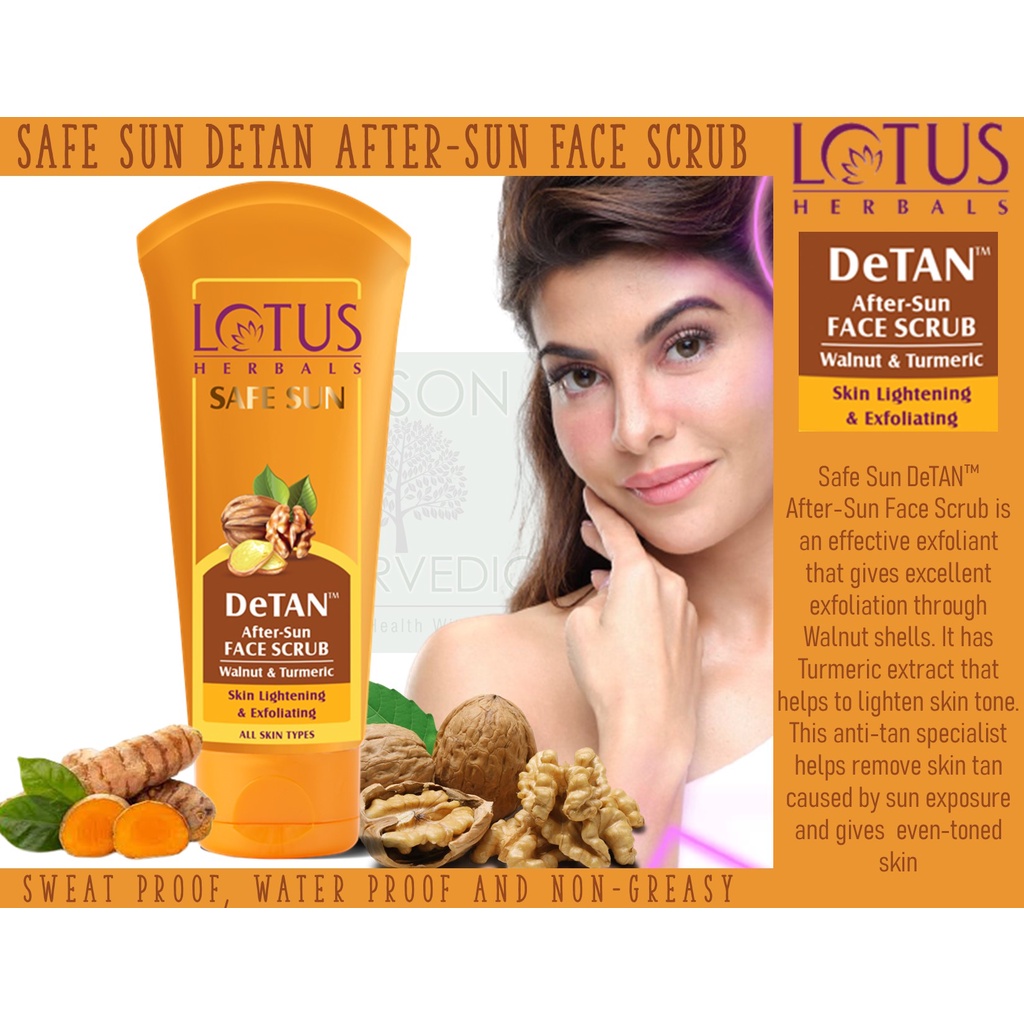 Lotus Herbal Safe Sun Detan AfterSun Face Scrub Walnut & Turmeric