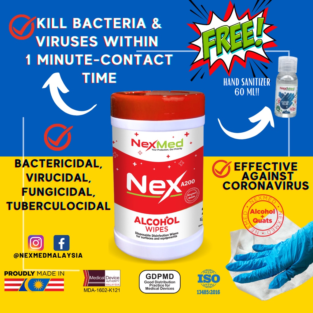 [Top Selling] NEXMED ALCOHOL WIPES A100 Disinfectant 70 alcohol