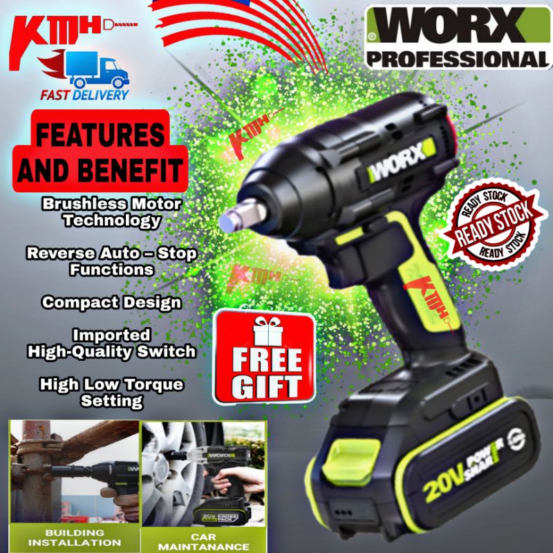 WORX WU279 20V Liion Brushless Impact Wrench Heavy Duty Impact