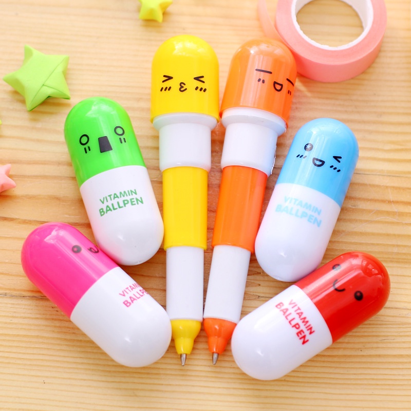 Cute Mini Vitamin Capsule Ball Pen Gifts Capsule Retractable Pen