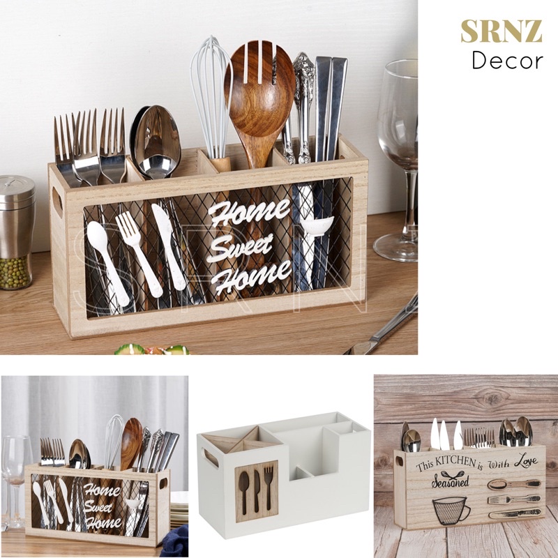 🇲🇾READY STOCK🇲🇾 CTY10 WOODEN CUTLERY HOLDER BOHO UTENSILS HOLDER BEKAS