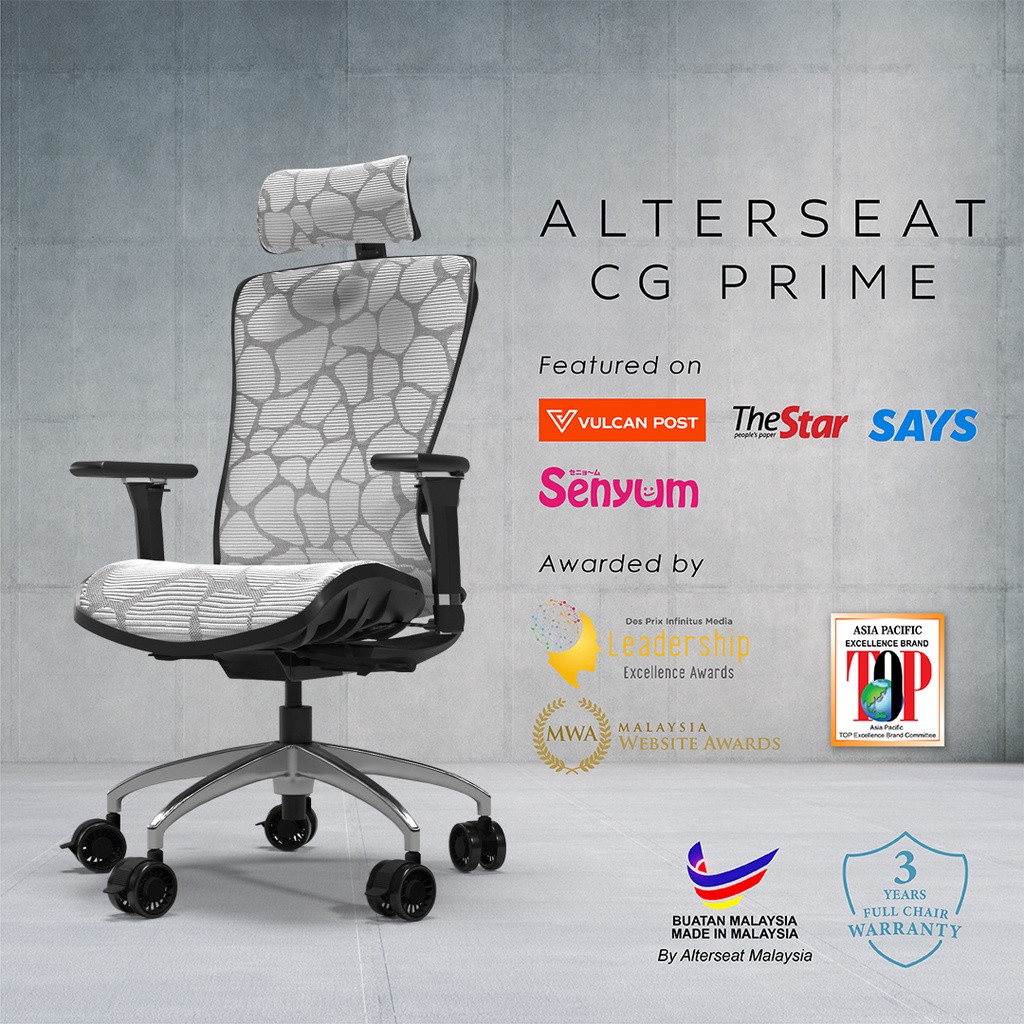 CG PRIME Gold Standard Ergonomic Highback Netting Mesh Seat Backrest Gaming Computer Chair by