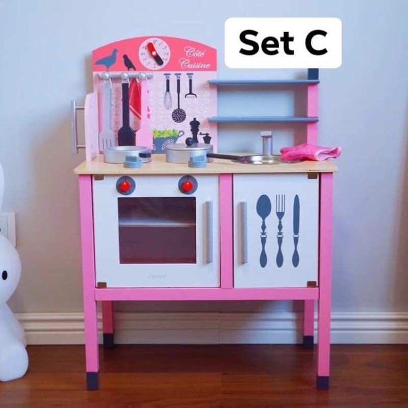 [KL READY STOCK ] Wooden Kitchen Playset with toys Kids Pretend Play