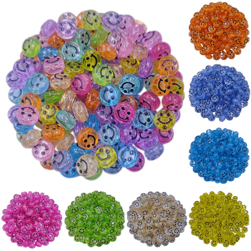 20Pcs 10mm Exquisite Transparent Smile Loose Beads DIY Jewelry
