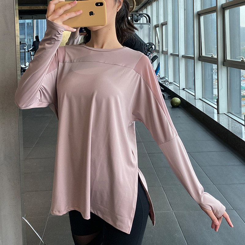 Loose yoga clothes for fitness sport shirt women blouse Oneck workout