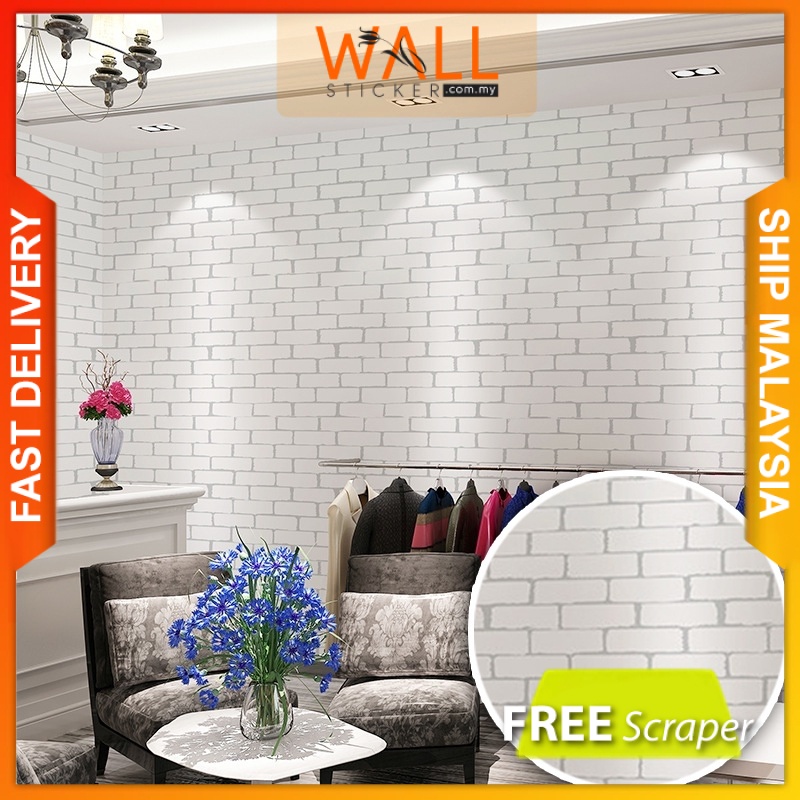(Brick) White Brick Texture Background Extra Thick Furniture Renovation Kitchen