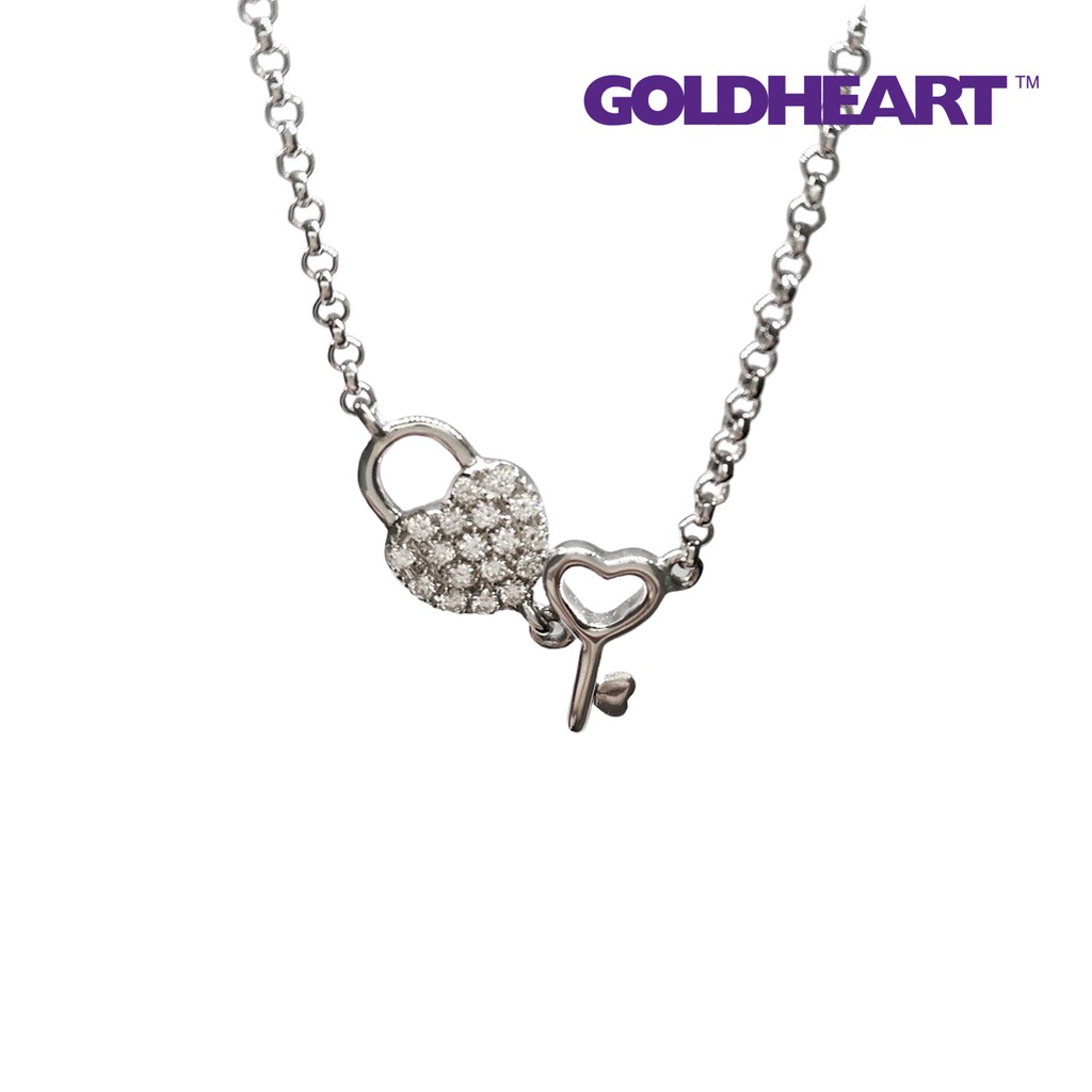 GOLDHEART Love Is The Key Diamond Necklace, White Gold 750 (B0978N