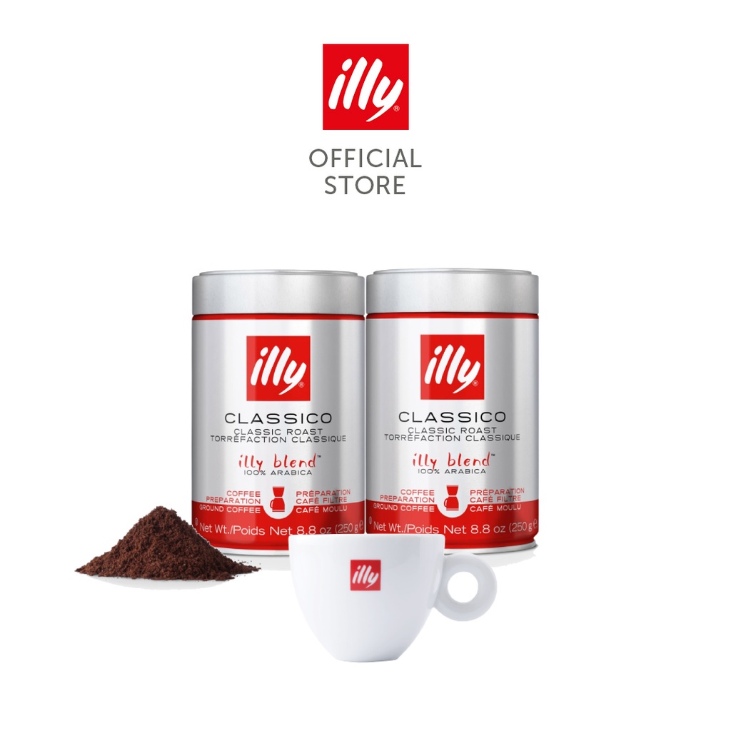 illy Ground Coffee Bundle (2x Ground Coffee + 1 Cappuccino Cup) Shopee Malaysia