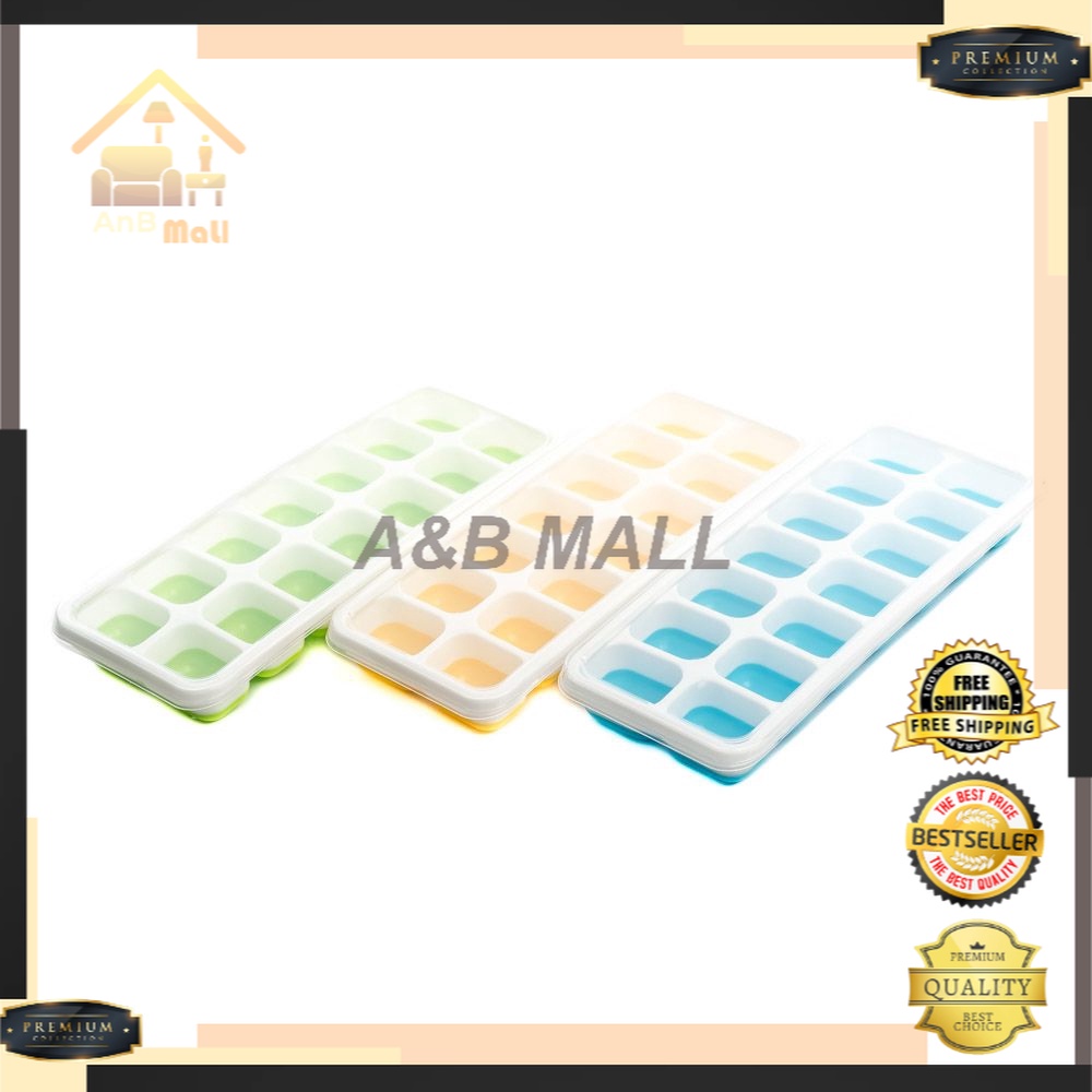 ANB More Colour Plastic Ice Cube Tray Container with Lid (1pc) Shopee