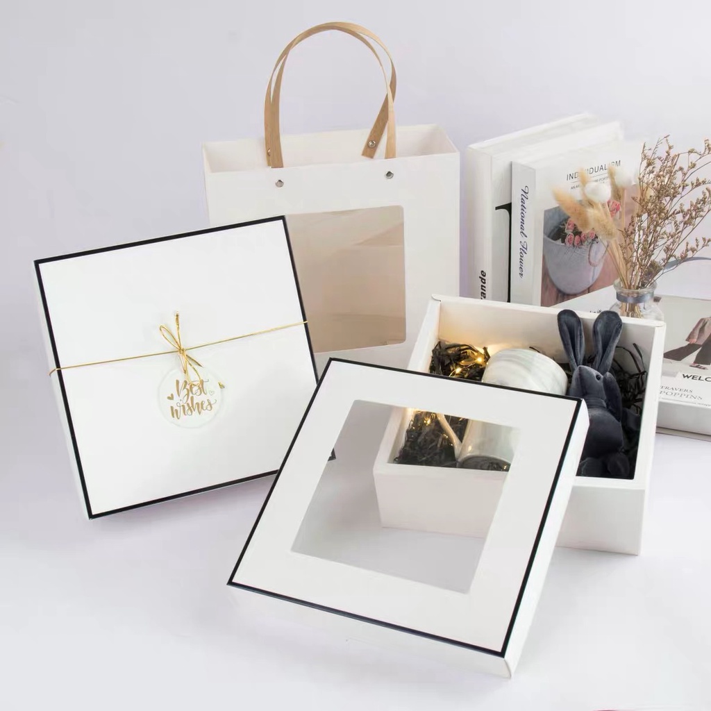 Foldable Square PVC Window Frame Gift Box Flower Box Mooncake Box