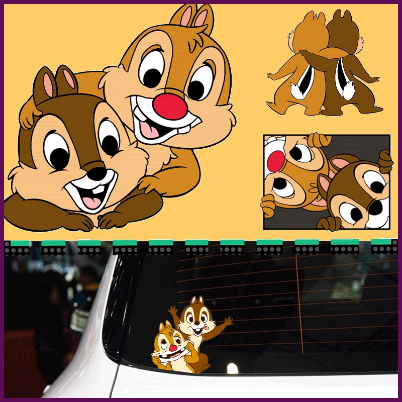 Cute Chip 'n' Dale Car Sticker Cartoon Car Door WIndow Eyebrow Rearview