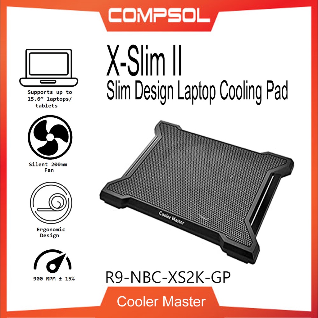 Cooler Master XSlim II Slim Design Laptop Cooling Pad Shopee Malaysia