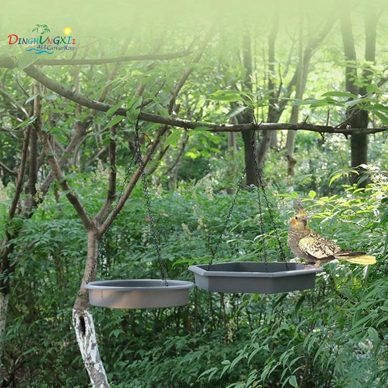 Hanging Bird Bath Outdoor Bird Feeder Tray, 2 in 1 Bird Platform Feeder