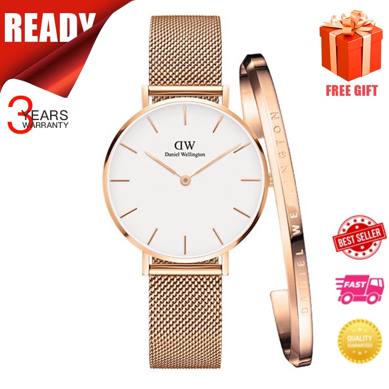 Watch Women Watch 28mm Metal Strap Watch + Cuff Set 32mm Shopee Malaysia
