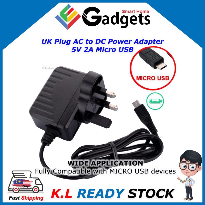 AC To DC Power Adapter 5V 2A Micro USB UK Plug Power Supply Adapter