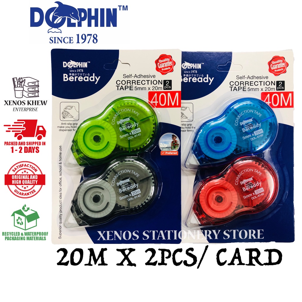 DOLPHIN CORRECTION TAPE 20M X 2PCS [DOL8140] / DOLPHIN DOL8140