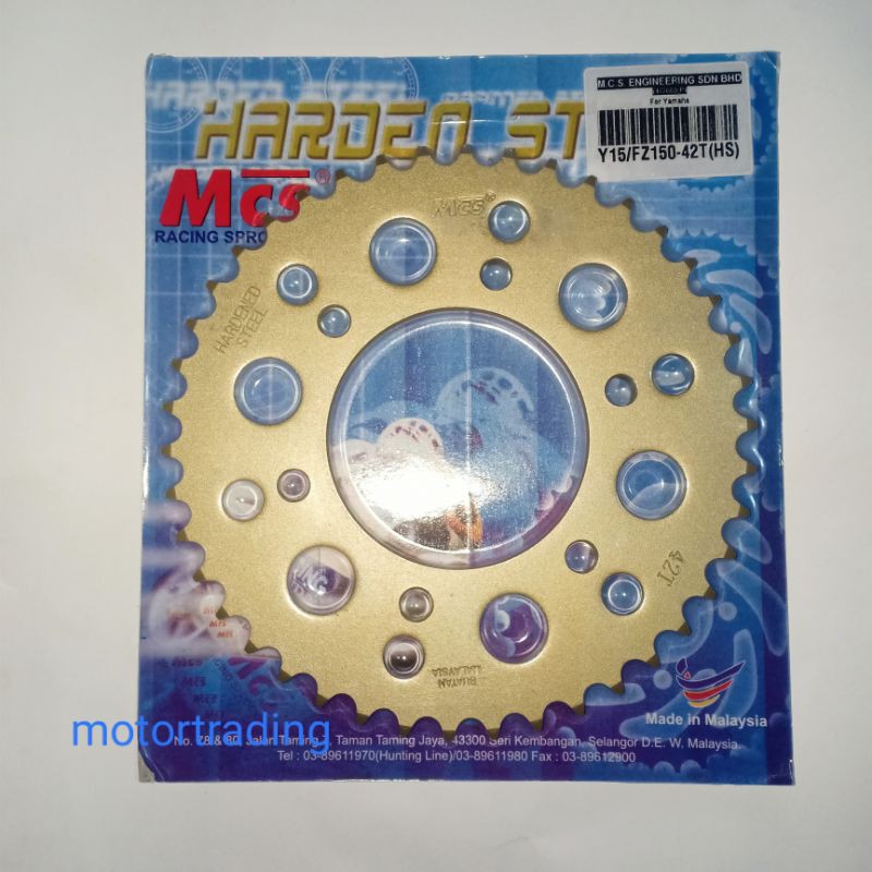 (Yamaha Y16 Y15 Y15ZR FZ150 ) Rear Sprocket MCS Gold 428 (100 Original GOLD MCS Spoket