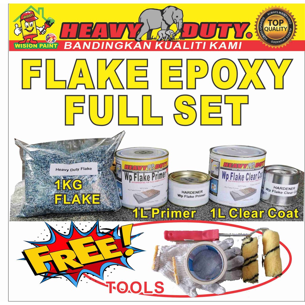FULL SET FLAKE Epoxy Colour Flake Coating ( FREE TOOLS + 1L PRIMER +1L CLEAR+ 1KG FLAKE ) Toilet