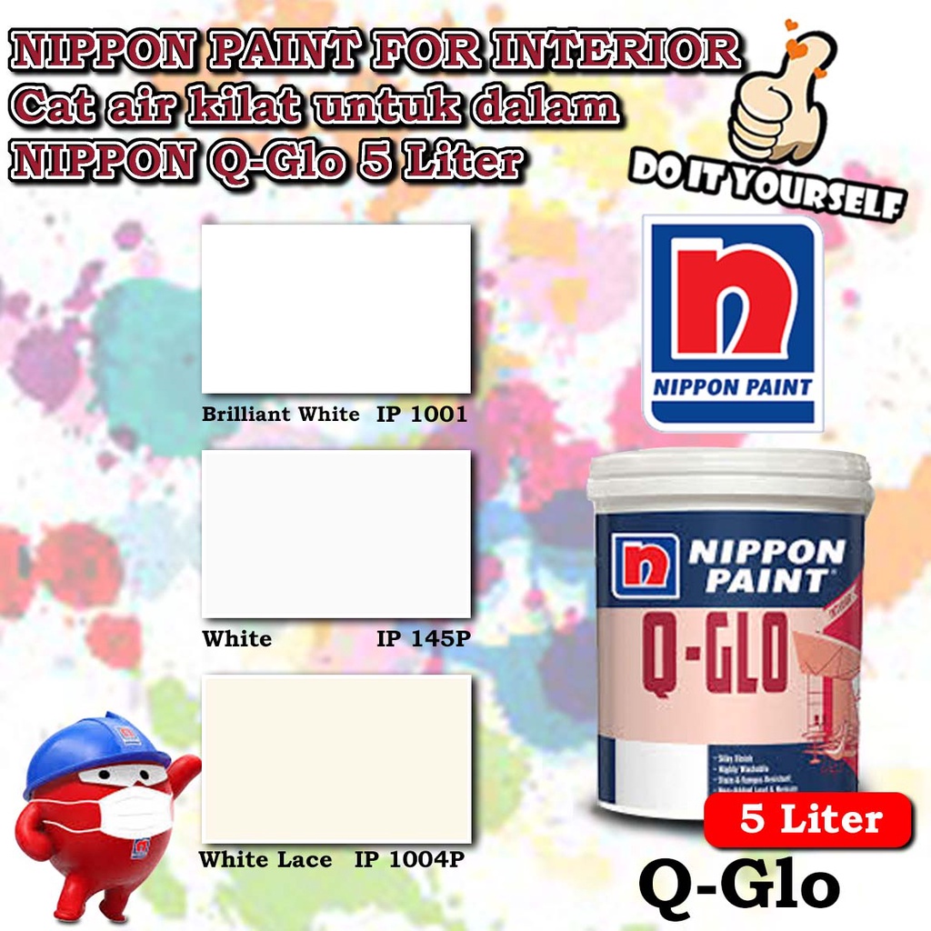 Nippon paint Q Glo Interior 5 Liter Brilliant White 1001 / White 145P