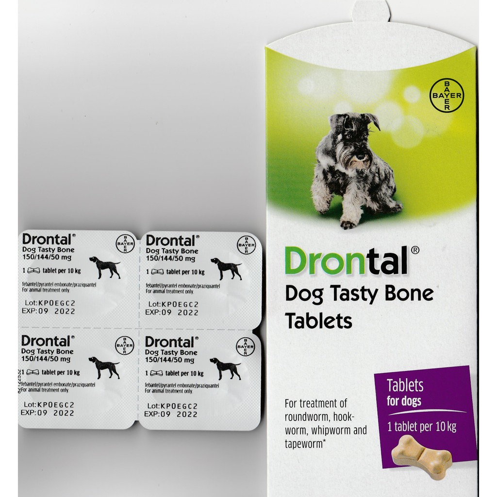 Bayer Drontal Plus Flavour Dog Deworm Tablets 1 Box 4 Tablets