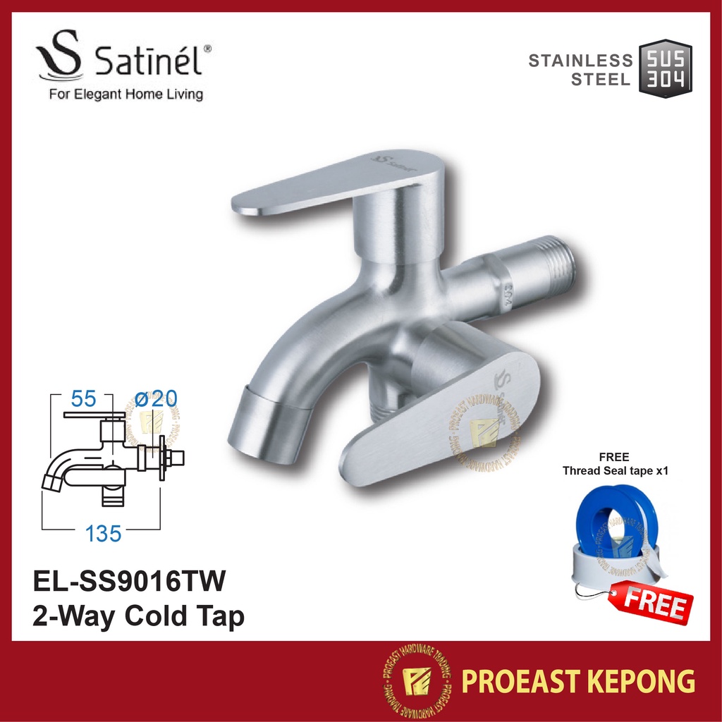 Satinel ELSS9016TW 2Way Cold Tap / Washing Machine Water Tap / Toilet