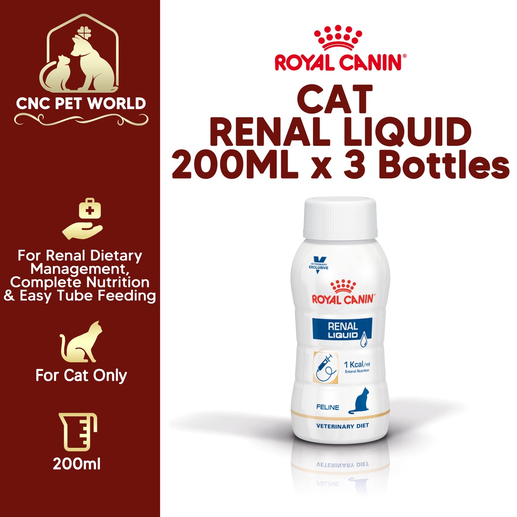 【ROYAL CANIN】 CAT RENAL LIQUID 【200ml x 3 bottles】 Cat Wet Food *FREE