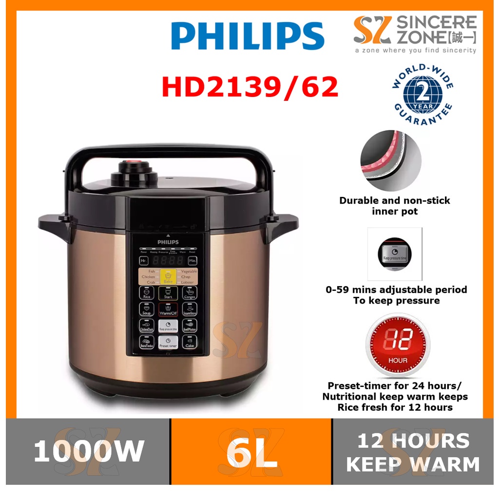 Philips 6L Electric Pressure Cooker HD2139 with NonStick Pot