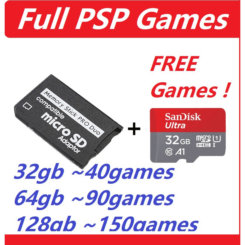 PSP memory card with FREE PSP games / PSP1000 PSP2000 PSP3000 Shopee