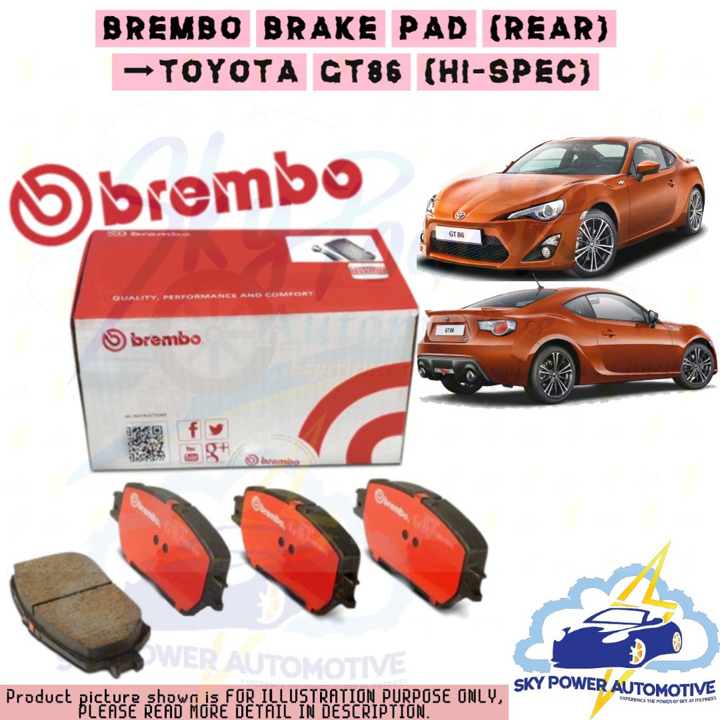 BREMBO TOYOTA GT86 (HISPEC) BRAKE PAD (REAR) Shopee Malaysia