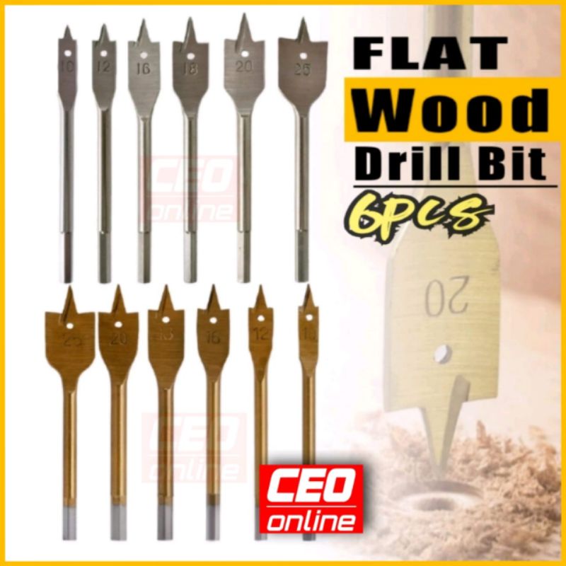CEO 🇲🇾 6pcs HSS Flat Wood Drill Bit Spade Hole Cutter Opener 1025mm