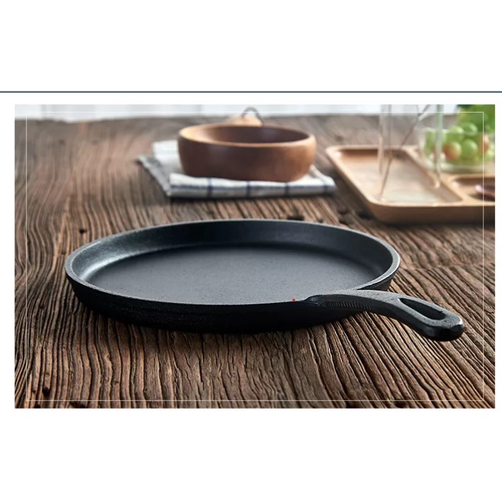 26 CM Cast Iron Round Tawa Skillet Pan for Pizza, Chapati, Egg