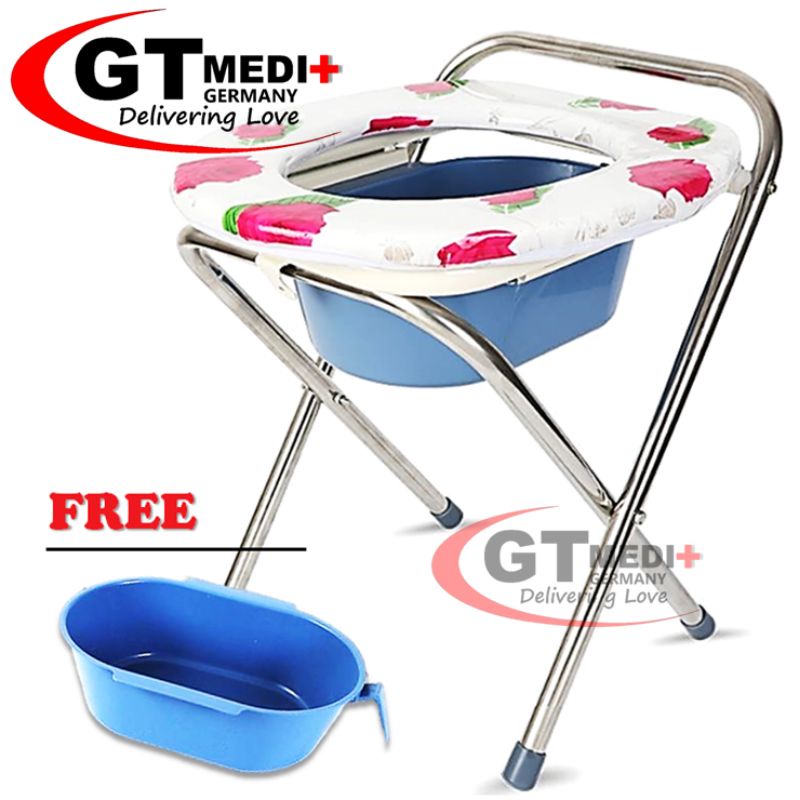 Foldable Toilet Seat Toilet Chair + Urine Tray Kerusi tandas duduk