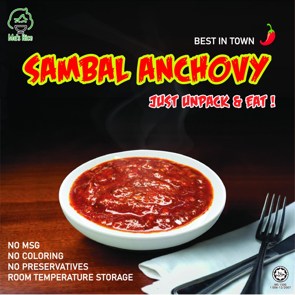 Sambal Anchovy Ma's Rice Sambal Ikan Bilis 180g Ready to Eat