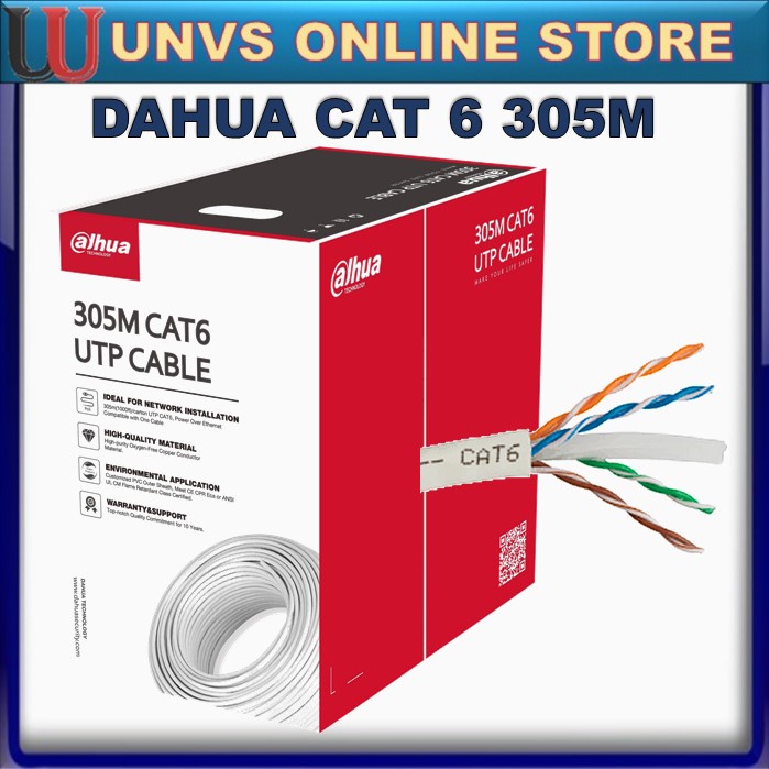 DAHUA CAT6 CABLE 305M FULL COPPER CAT 6 RJ45 NETWORK CABLE Shopee