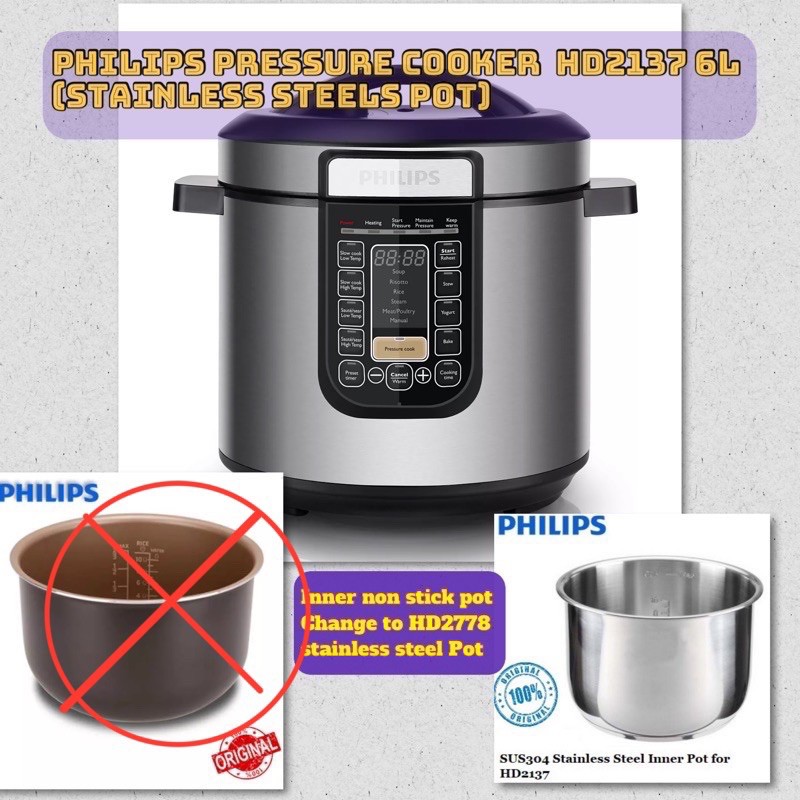 (10Cashback)(urgent order)Philips Pressure Cooker 6L HD2139 HD2137 5L