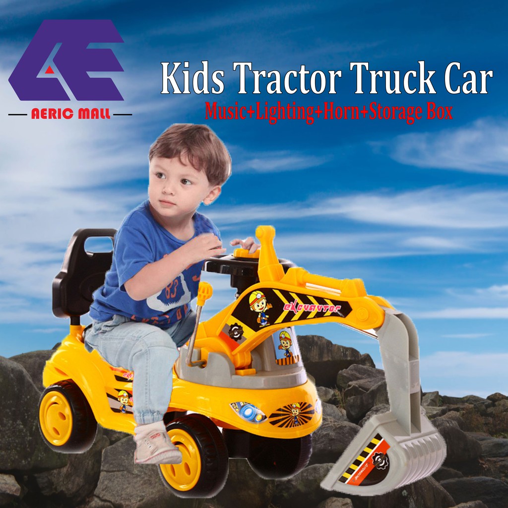 [Best Choice]Excavator Ride On Car Toys Digger Scooter Pulling Cart