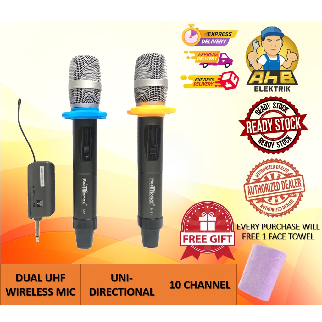 BeeTHomax Dual Handheld Professional Wireless Microphone U33 Shopee