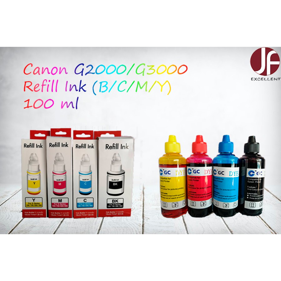 Canon G2000/G3000 Compatible Refill Ink B/C/M/Y (100ml/Btl) Shopee