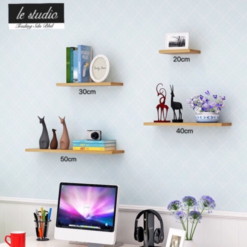 4 in 1 DIY Decorative Floating Wall Shelves [20/30/40/50cm] Shopee
