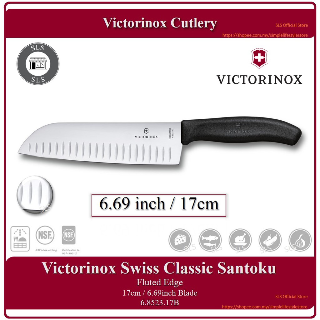 SLS Victorinox Swiss Classic Santoku Knife Fluted Edge 17cm / 6.69inch
