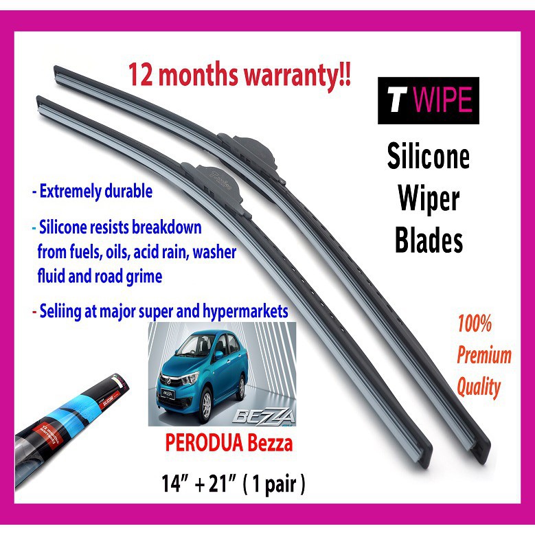 Perodua Bezza Premium Silicone Soft Car Wiper Blade 14" + 21" ( 1 pair