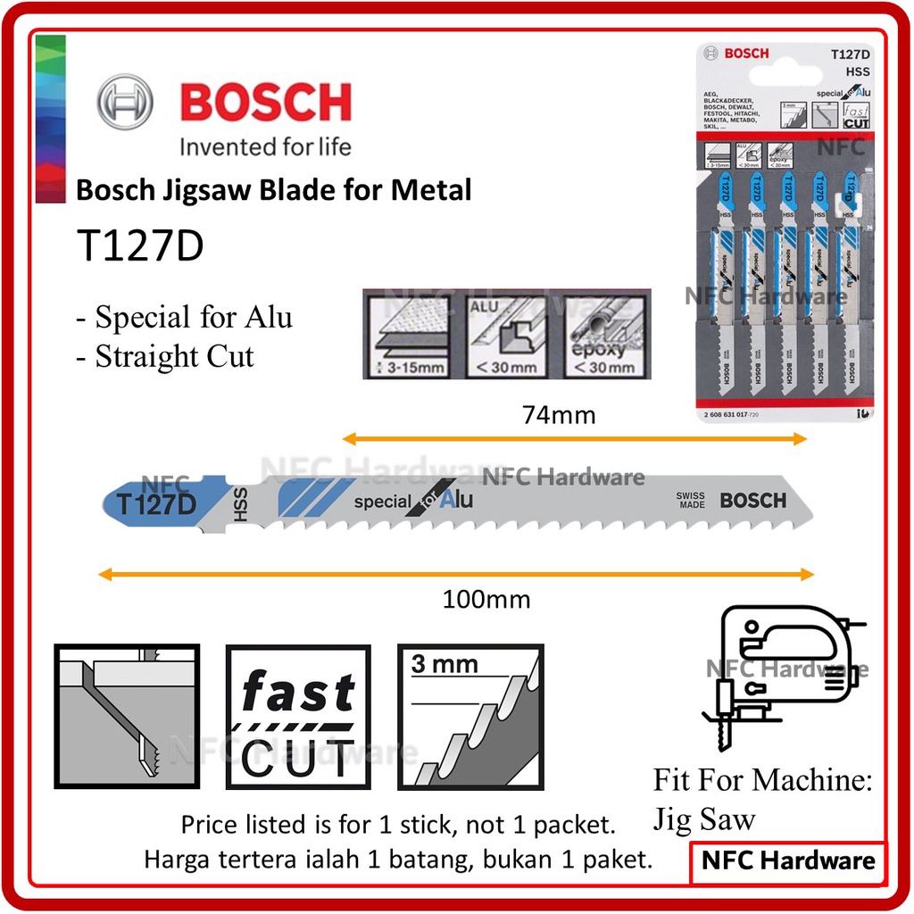 BOSCH Jigsaw Blade T127D Special for Alu (1 PC) Shopee Malaysia