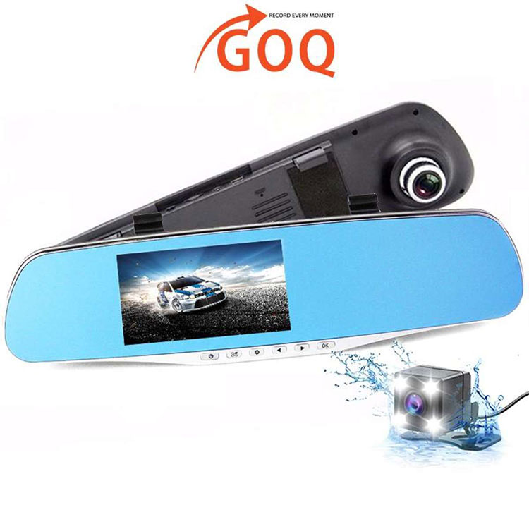 GOQ D706 Dual Lens Mirror Car Camera Rear Mirror Dash Cam Video