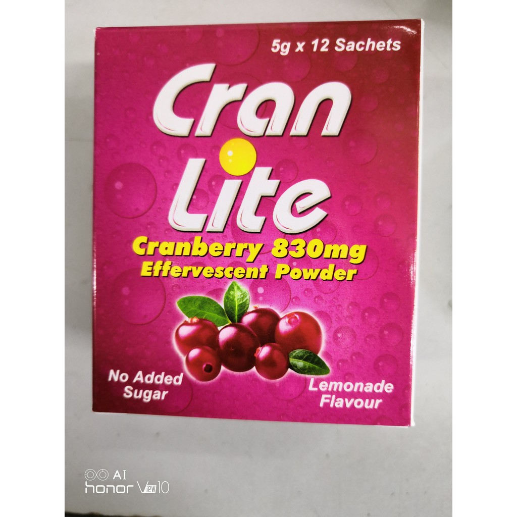 cranlite cranberry 830mg effervescent powder 5g X 12 sachets Shopee