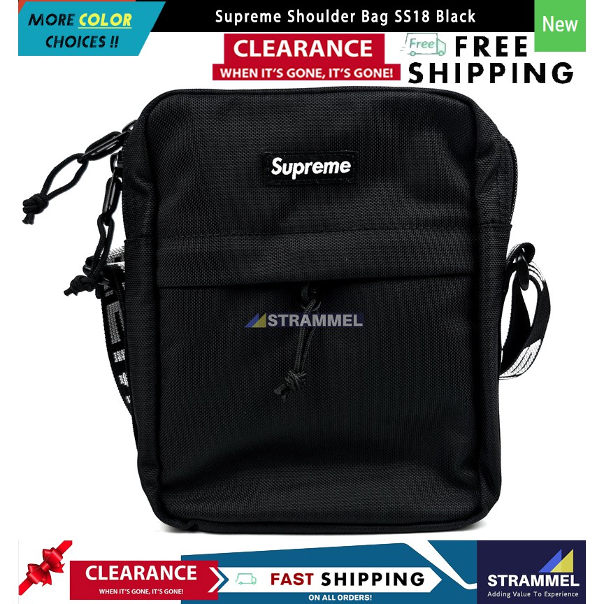 [100 Authentic] Supɾeme Shoulder Bag SS18 Black Crossbody Side Messenger Bag [Ready Stock