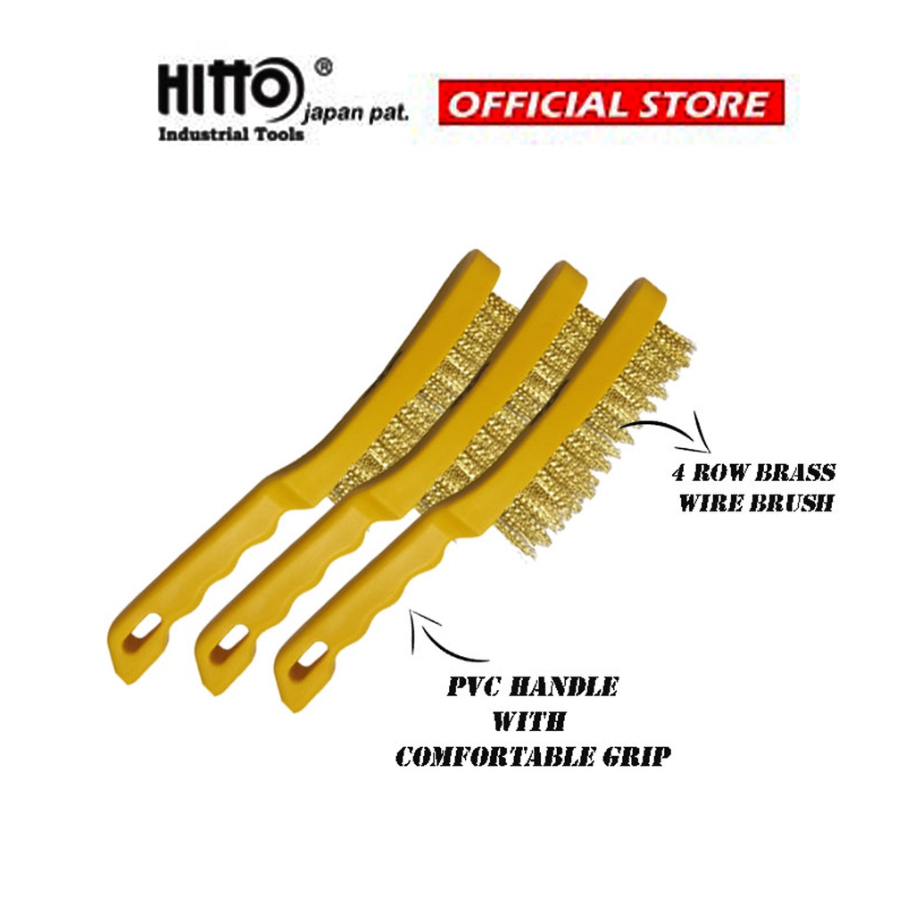 [ EYE ] WIRE BRUSH BRASS STAINLESS STEEL WITH PLASTIC HANDLE RUST